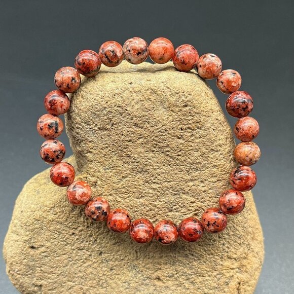 Red Kiwi Jasper Gemstone Bracelet Handmade - Picture 4 of 6